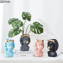 Креативные скандинавские смолы современные абстрактные персонажи голова человека прекрасный пузырь жевательной вазы предмет интерьера, украшение свадьбы