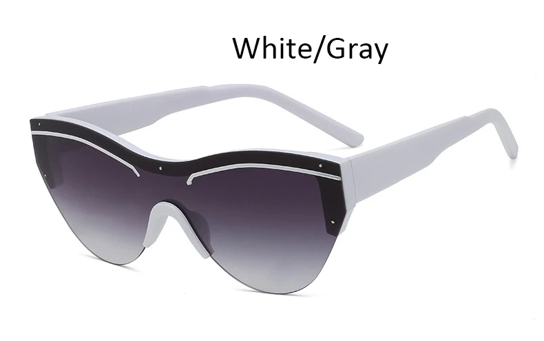 White Gray Сексуальные женские солнцезащитные очки кошачий глаз без оправы, женские солнцезащитные очки, новые модные градиентные очки, новые женские солнцезащитные очки, UV400 - Цвет линз: White Gray
