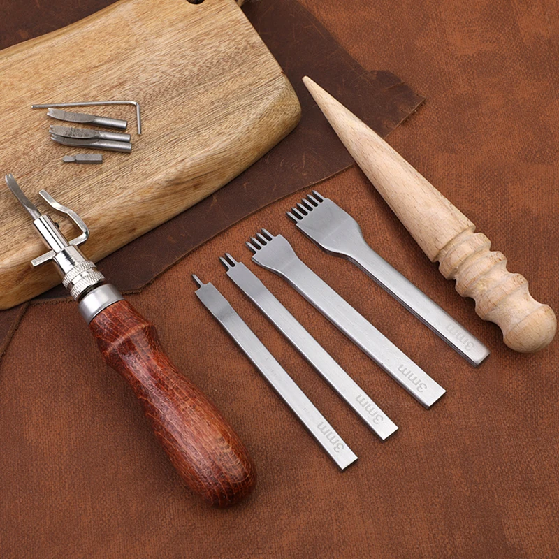 Leather Craft Tool Kit LMDZ Leather Sewing Tools Set DIY Carving Working Stitching Craft Kit Leather Accessories For Beginner Craft Tools leather sewing kit leather tools leather craft tool kit leather craft tools leather craft tool