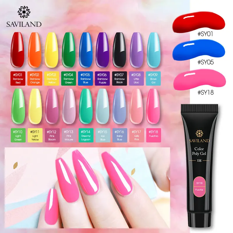 

Saviland 15ml Quick Building Acrylic Camouflage Poly Gel Finger Extension UV LED Hard Red Blue Yellow Polygel Nail Gel