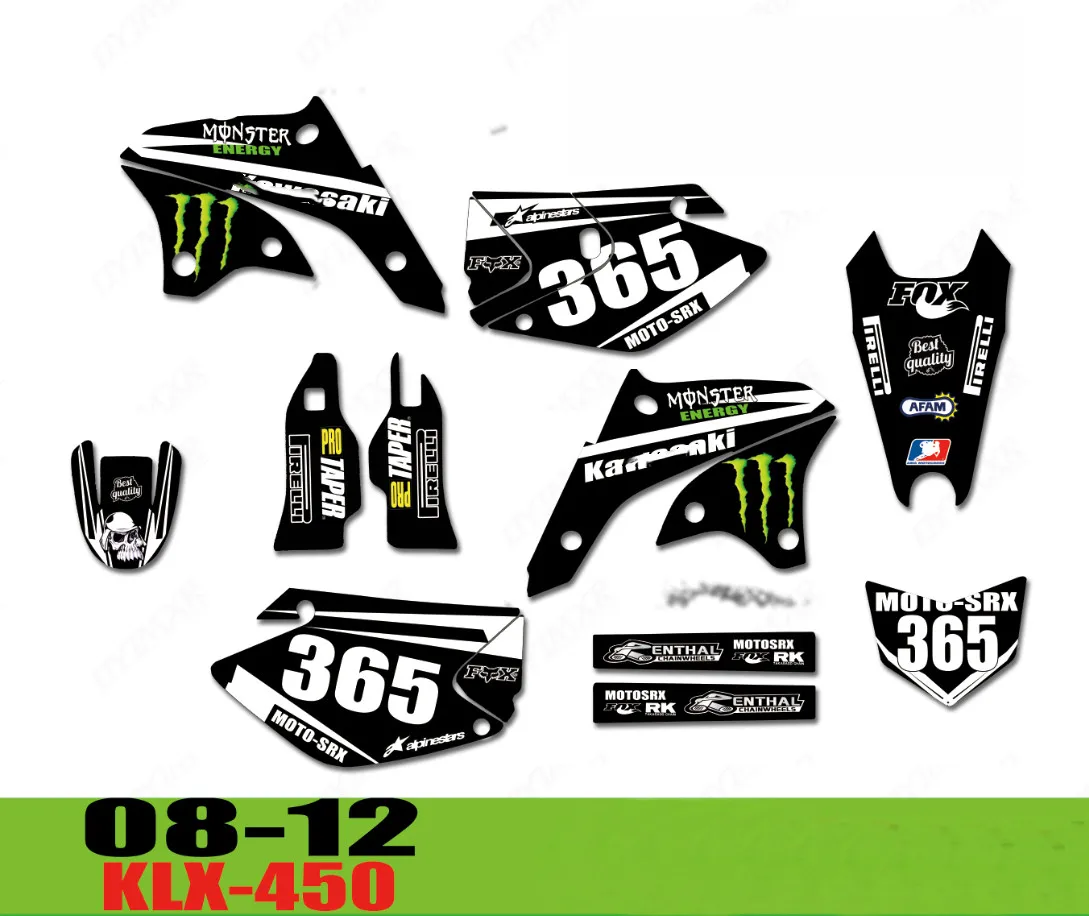 KLX450 KLX 450 мотоцикл команда графика и фоны наклейки Наборы для Kawasaki KLX450 450KLX 2008 2009 2010 2011 2012