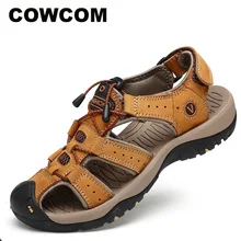 COWCOM/Специальное предложение; коллекция года; летние сандалии большого размера; пляжная обувь; мужская кожаная дышащая обувь; CLK-7239