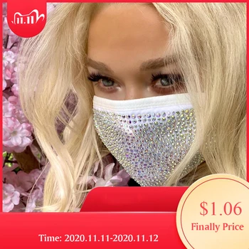 

2020 Fashion Sparkly Rhinestone Mask Elastic Reusable Washable Fashion Masks Face Bandana Face Decor Jewelry