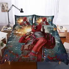 3D мультяшный Комплект постельного белья с принтом "Дэдпул", стеганый комплект постельного белья с супергероями, детские наборы постельных принадлежностей
