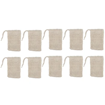 

10 Pack Natural Sisal Soap Bag Exfoliating Soap Saver Pouch Holder