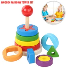 Puzzle de réaction en bois Montessori, jouets de pyramide arc en ciel, jeux d'empilage en forme de bébé, bricolage pour enfants, cadeau de noël