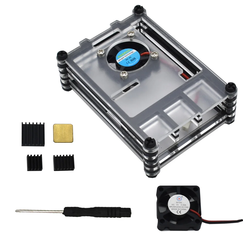 Для Raspberry Pi акриловый корпус с охлаждающим вентилятором и теплоотвод+ Мощность адаптер ЕС/большой размер США 9-ярус акриловый чехол для Raspberry Pi 4 модели B