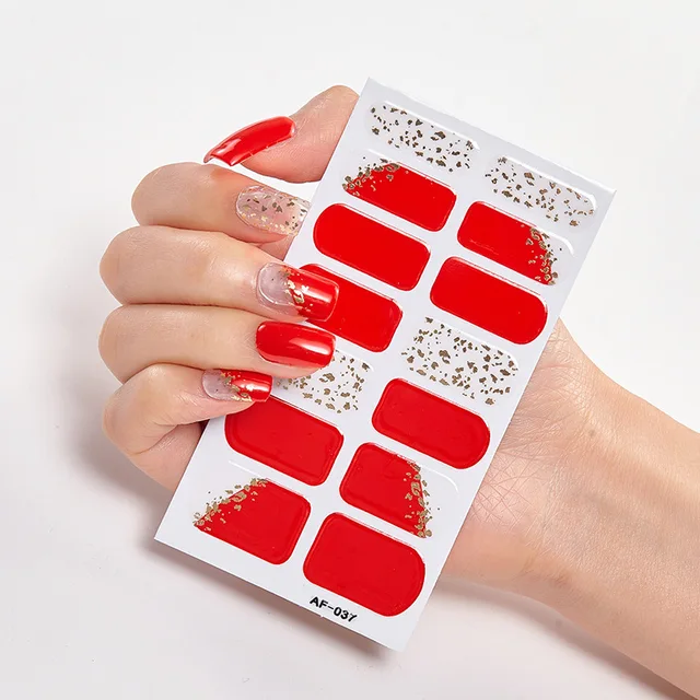 New Year Full Cover Nail Sticker Nail Polish Sticker Nail Art Self Adhesive Decor Sticker Creative Christmas Nail Sticker AF-037