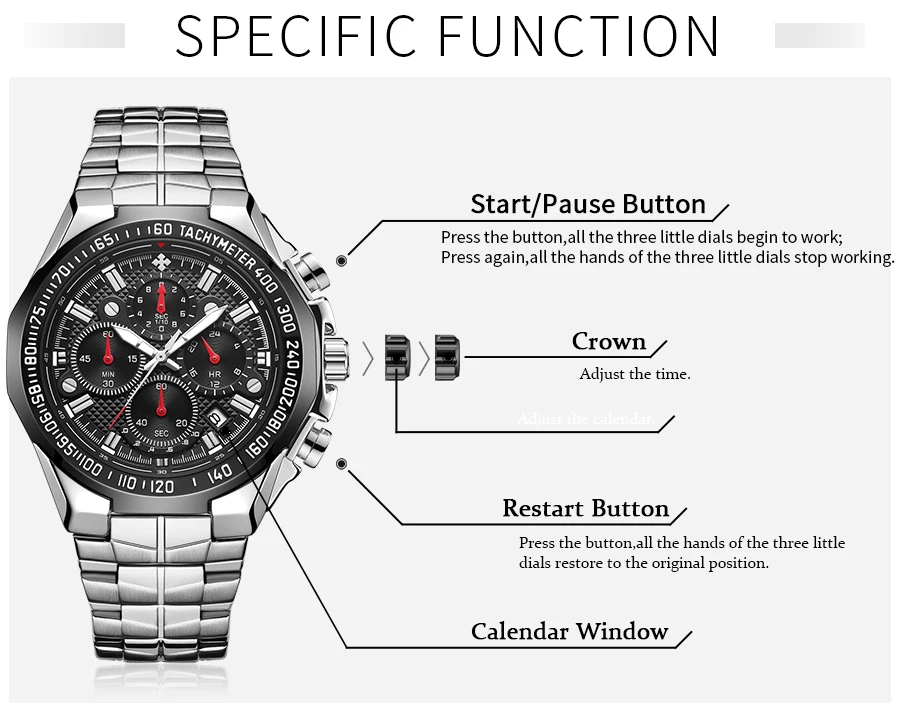 2021 WWOOR Men's Watch Top Brand Luxury Black Wrist watch Fashion Sports Chronograph steel Quartz Men Watches Relogio Masculino