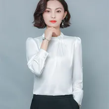 Korean Fashion Silk Women Blouses Women Beading Blouse Satin Shirts Woman Solid Blouses Lady Tops Plus Size Blusas Mujer De Moda Korean Fashion Silk Women Blouses Women Beading Blouse Satin Shirts Woman Solid Blouses Lady Tops Plus Size Blusas Mujer De Moda