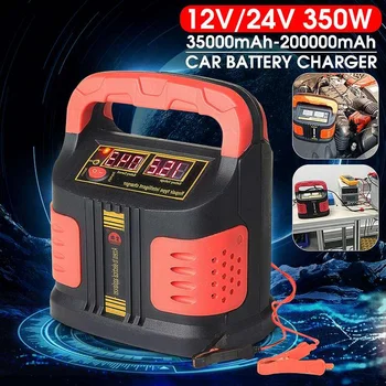 

350W 12V/24V 35Ah-200Ah Car Battery Charger Full Automatic14A Adjust LCD Fast Power Charging for Motorcycle Auto Power Supply