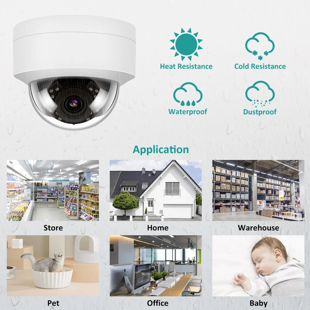 Anpviz 3MP POE Outdoor IP Camera Dome Security Home/Outdoor Camera Nightvision Up to 30m Motion Detection Alert IP66 H.264