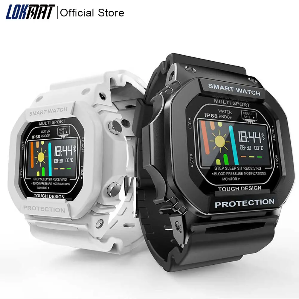 LOKMAT Bluetooth Smart Uhr Frauen Männer IP68 Wasserdichte Farbe Touch Heart Rate Monitor digitale SmartWatch Für Android ios