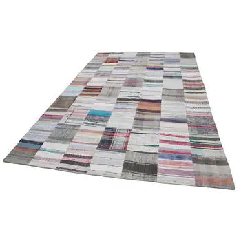 

203x301 Cm White Handmade Rugs Patchwork Rug-7x10 Ft