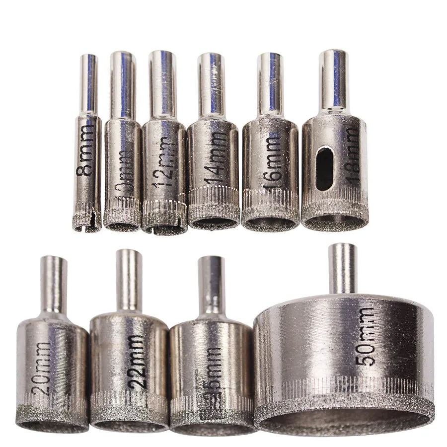 New 10pcs Diamond Tool Drill Bit Hole Saw Set For Glass Ceramic Marble 6-50mm Pro High Quality Drills Sets | Инструменты