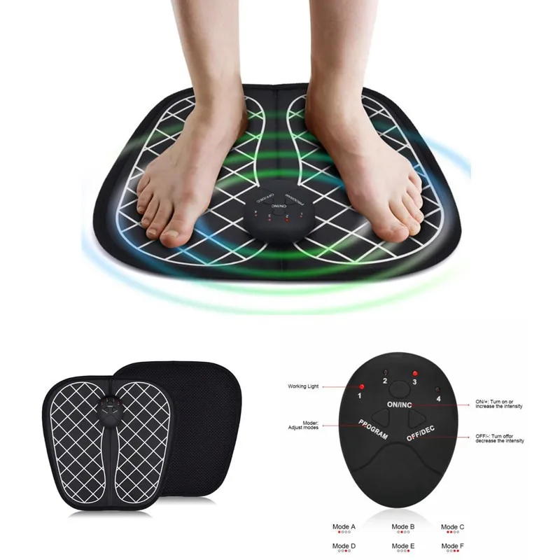 

1pcs New Electric EMS Foot Massager Smart Acupuncture Foot Massage Pad ABS Physiotherapy Revitalizing Pedicure Vibration Therapy