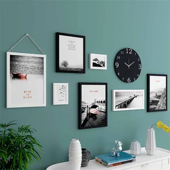 

Collage Photo Frame Set 7pcs Picture Frames+Clock Wall Hanging Ornaments Photo Picture Holder Display Home Wall Decoration Frame