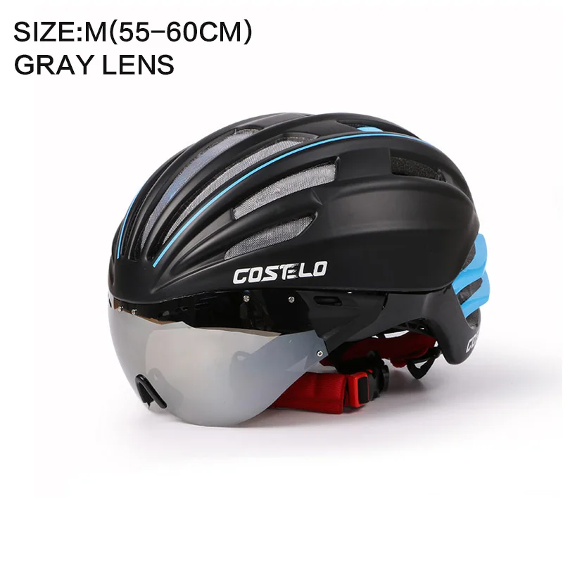 Blue M GRAY LEN Costelo велосипедный шлем 4 цвета MTB Горный шоссейный велосипедный шлем Casco speed Airo RS Ciclismo очки Bicicleta - Цвет: Blue M GRAY LEN