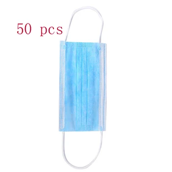 

50 Pcs Solid Color Disposable Dustproof Face Mouth Masks Anti 3-Ply PM2.5Anti Influenza Breathing Safety Masks Face Care Elastic