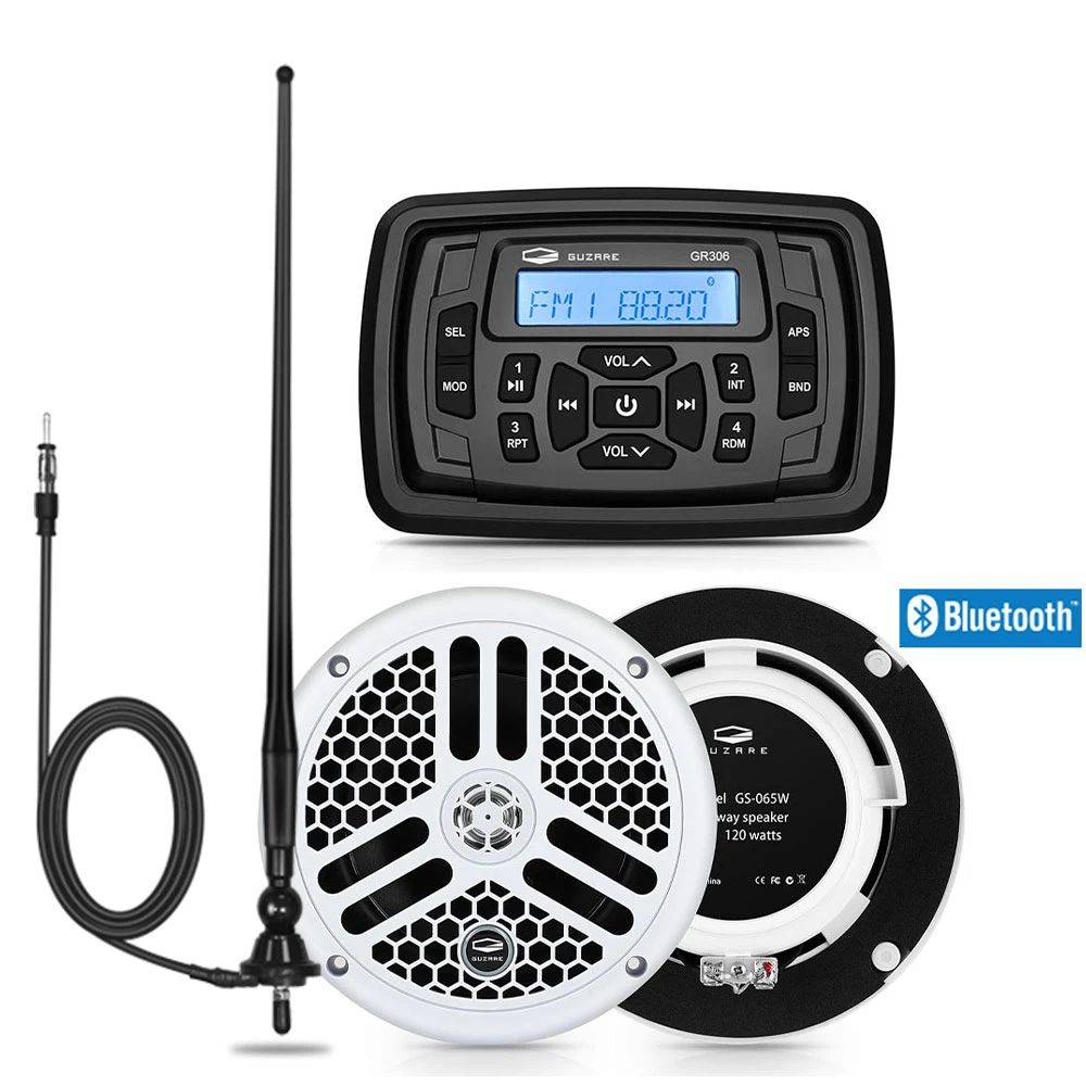 Gauge Marine Stereo Bluetooth Car Radio Head Unit Waterproof Mp3 Player FM Radio