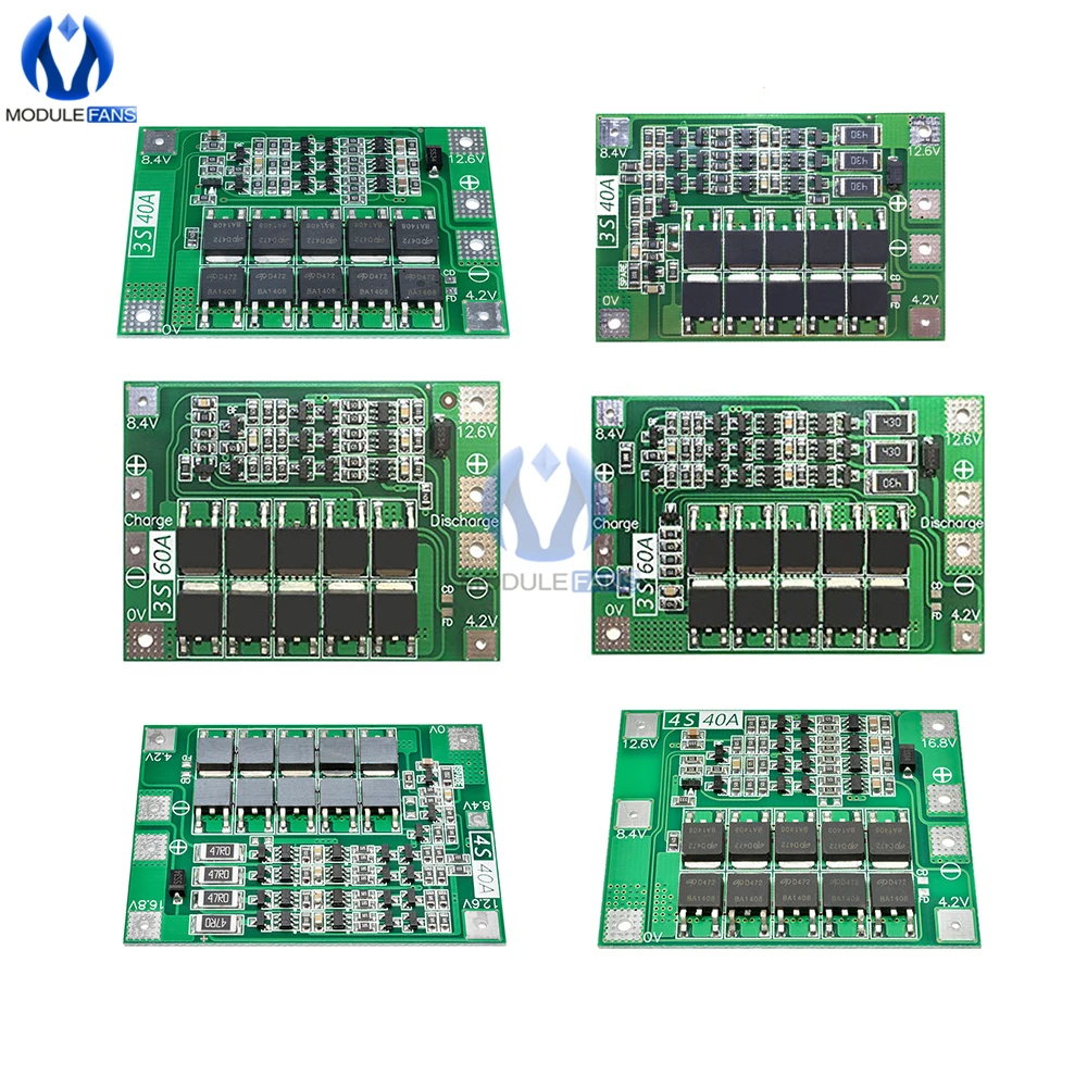 3S/4S Bms Balance 20A 30A 40A 60A 12V/24V Li-ion Lithium Battery Charger Protection Board 18650 BMS Equalizer Enhance/Balance |