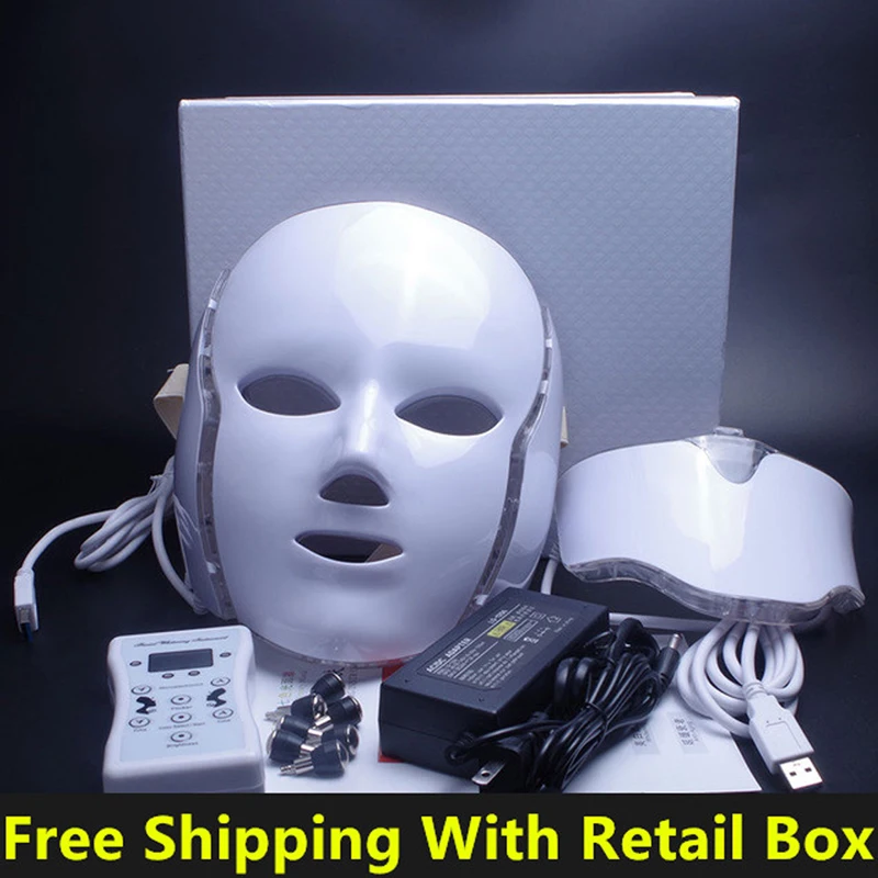  Led Face Mask 7 Color LED Facial Neck Mask with EMS Microelectronics LED Photon Mask Wrinkle Acne R