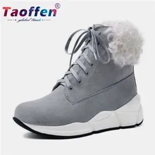 Taoffen/зимние ботинки; теплая прогулочная обувь; женские зимние кроссовки из натуральной кожи; уличная зимняя обувь; повседневная обувь; размеры 34-40