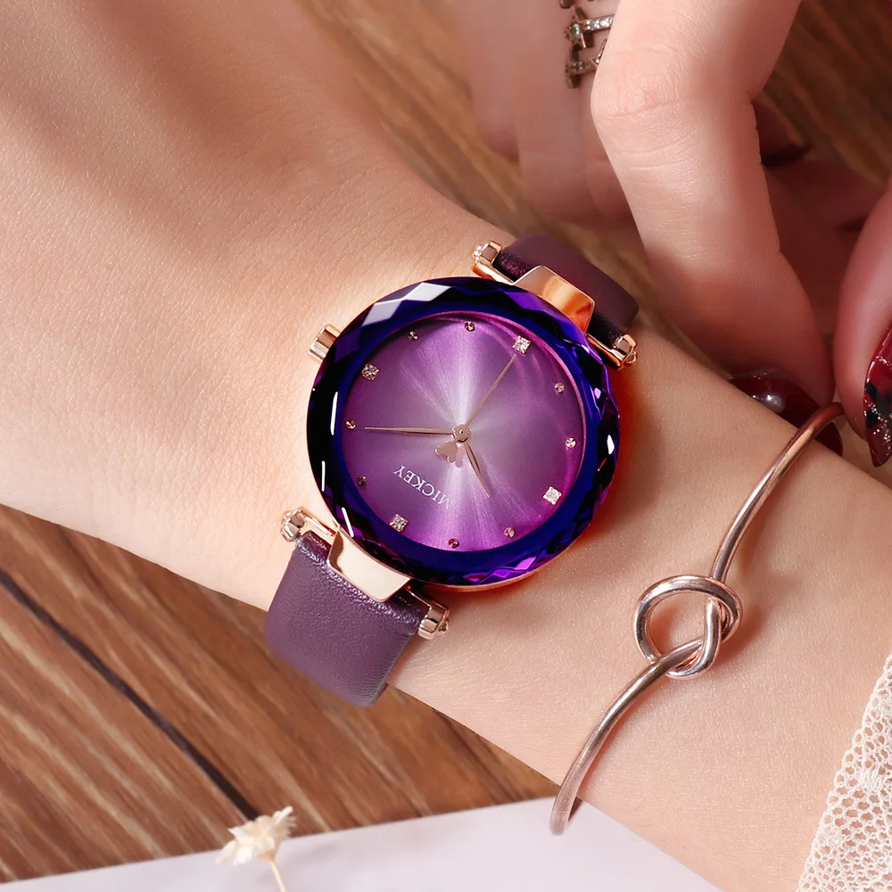 

Disney Colorful Ladies' Watch Students Leather Belt WOMEN'S Watch Fashion Prism Trend GIRL'S Quartz Watch 299