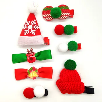 

Christmas hairpin Christmas set candy Santa Claus hairpin baby girl headdress duckbill clip butterfly hairpin