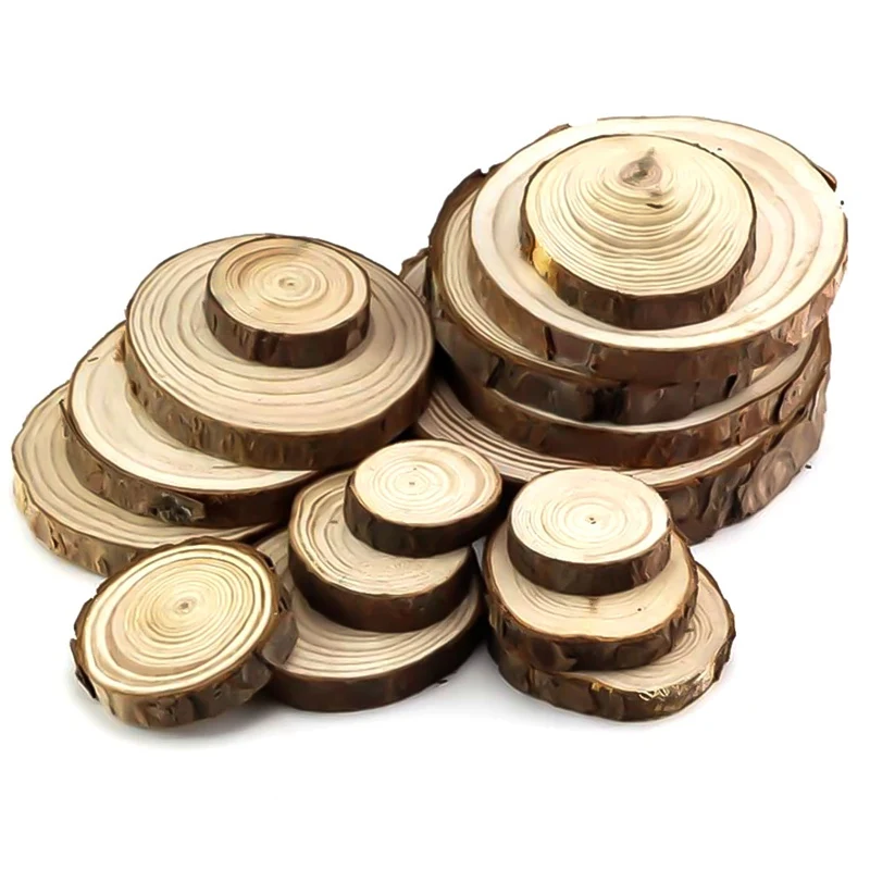 

Natural Round Wood Slices Circles With Tree Bark Log Discs For DIY Crafts Wedding Party Painting Decoration