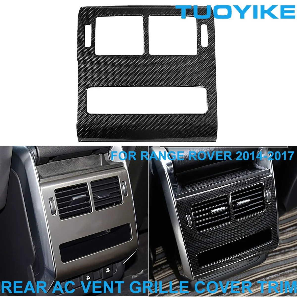 

Carbon Fiber Rear AC Air Conditioner Vent Grille Protective Cover Trim For Land Rover Range Rover Sport Evoque Discovery 14-17