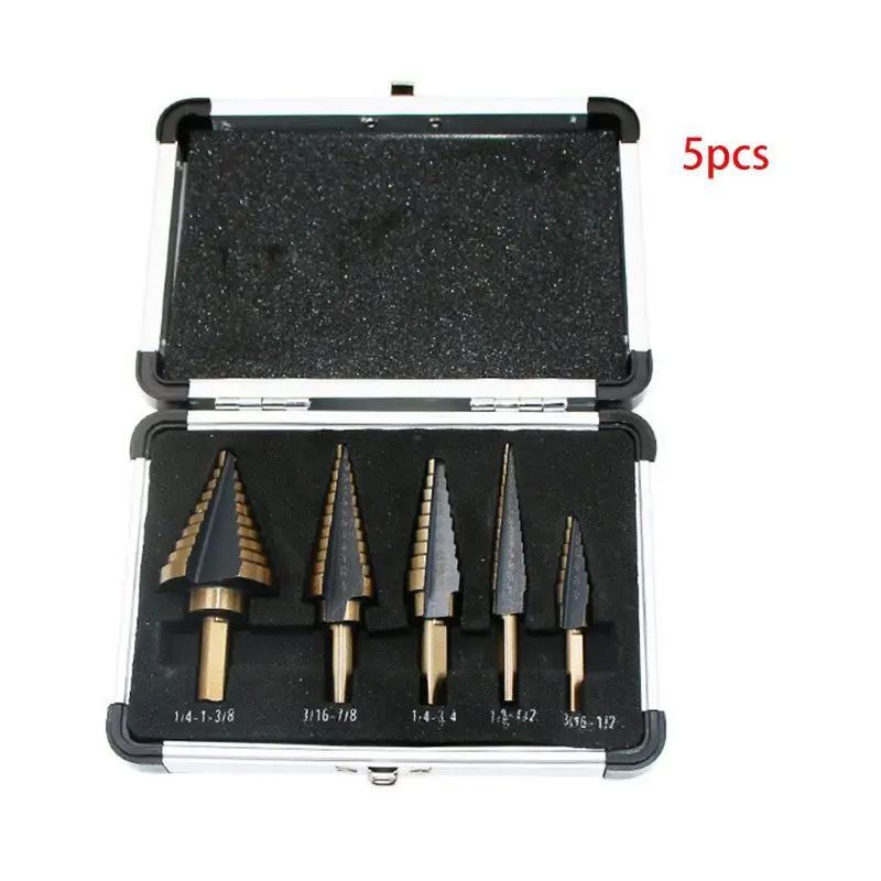 3//5Pcs HSS Cobalt Large Hole Metal Step Drill Bit Set Titanium Cutter Cone