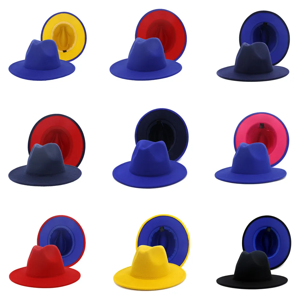 

2020 New High Quality Fashion Men Wide Brim Wool Felt Fedora Hats Fashion Lady Imitate Wool Felt Boater Top Jazz Hat