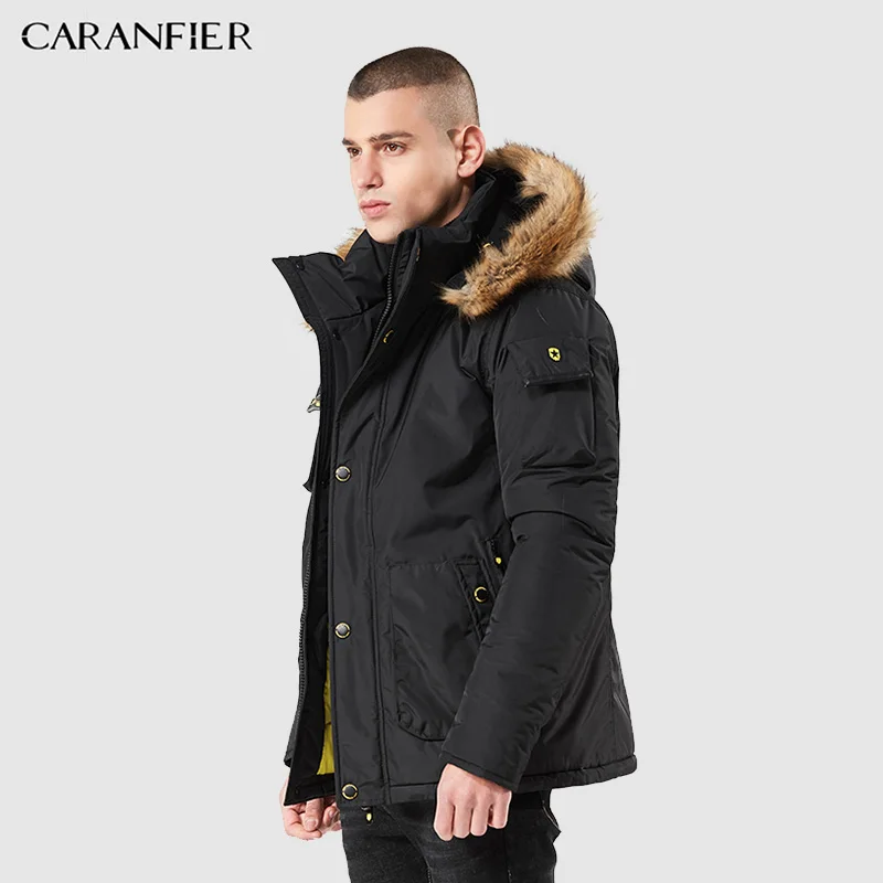 Новинка 2019 Зимняя Мужская парка CARANFIER куртка пальто Толстая с хлопковой