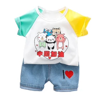 

New Summer Cartoon Clothes Children Fashion Short Sleeve Baby Boys Girls T Shirt Shorts 2Pcs/sets Kids Infant Casual Tracksuit