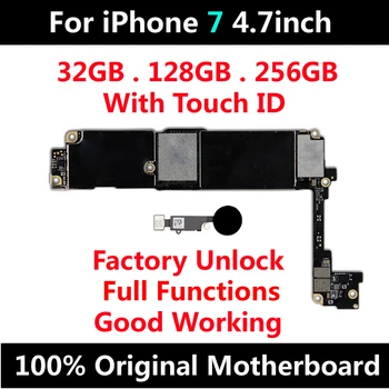 

32GB 128GB 256GB For iPhone 7 4.7inch Motherboard Unlock With Full Chips Touch ID Original IOS Update Completed Logic Board