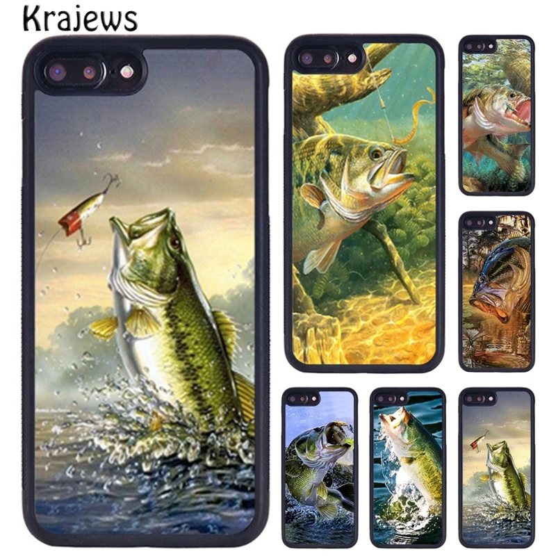Krajews Bass Fishing Phone Case For Iphone 14 X Xr Xs 11 12 13 Pro Max