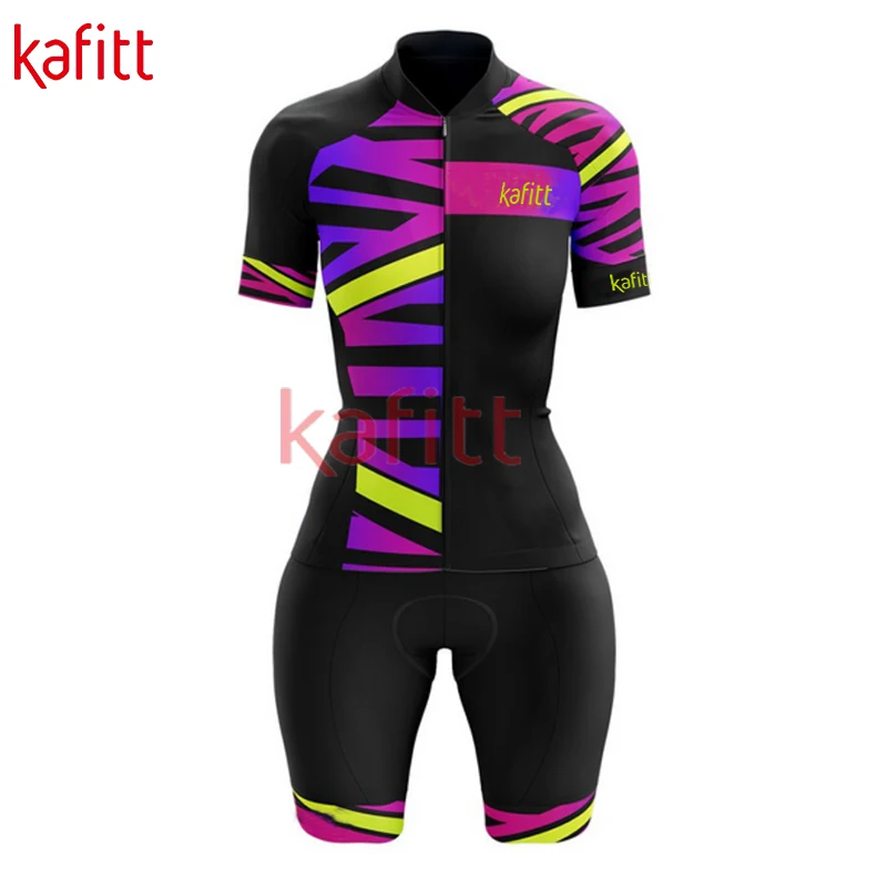 Kafitt summer women's triathlon professional sportswear short sleeved cycling jumpsuit cycling jersey shorts set