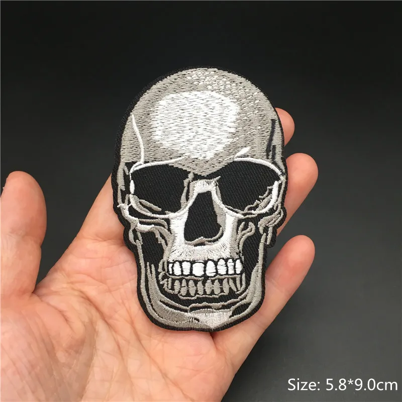 Black and White Ghost Zipper Embroidered Iron-On Punk Patches