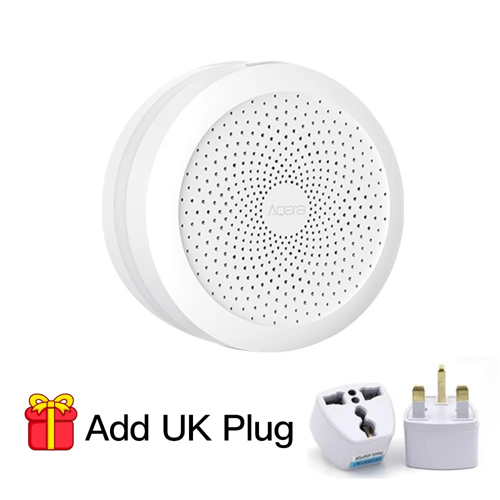 Aqara шлюз Aqara концентратор mi шлюз приложение управление Wi-Fi Zigbee с RGB светодиодный светильник для Apple Homekit Xiao mi умный дом - Цвет: Gift UK plug