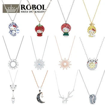

High Quality Original SWA XL033 Necklace Cartoon Cat Sun Moon Necklace Luxury Jewelry Gift for Women Free Shipping
