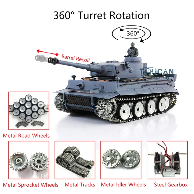 1/16 HENG LONG 7.0 Tiger I RC Tank 3818 W/ Barrel Recoil Metal Tracks Wheels IR Battle BB Airsoft Smoke Effect  Outdoor Toys 1