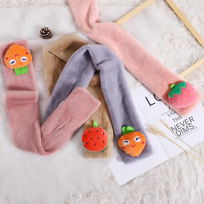 Autumn Winter Cartoon Kids Scarves Carrot Strawberry Child Scarf Lovely Neckerchief Clothes Accessories Christmas 80cm*12cm