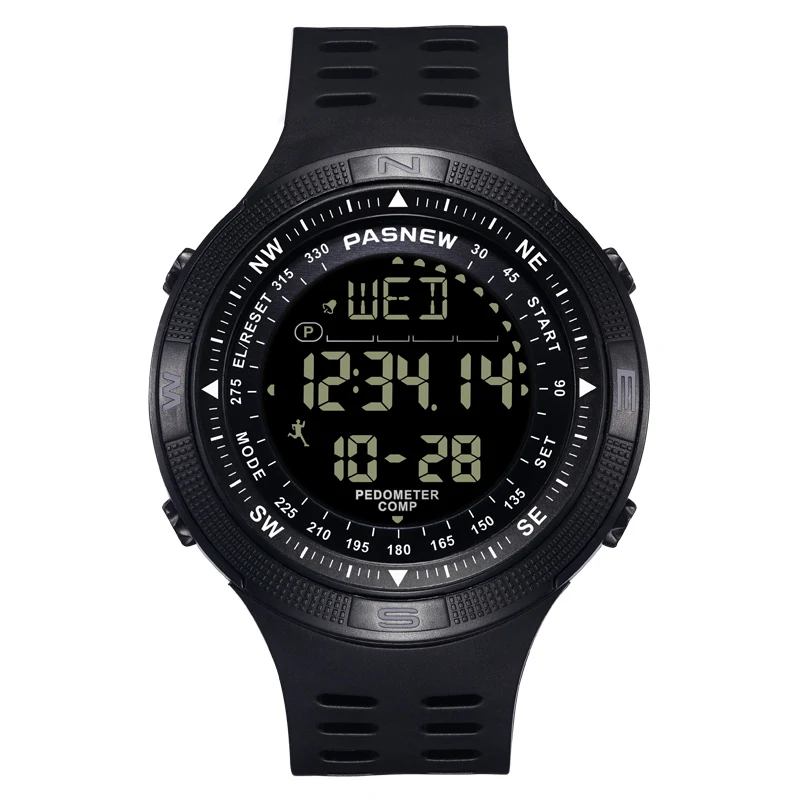 PASNEW Watch Для мужчин спортивные часы с ЖК-дисплеем 50 м Водонепроницаемый