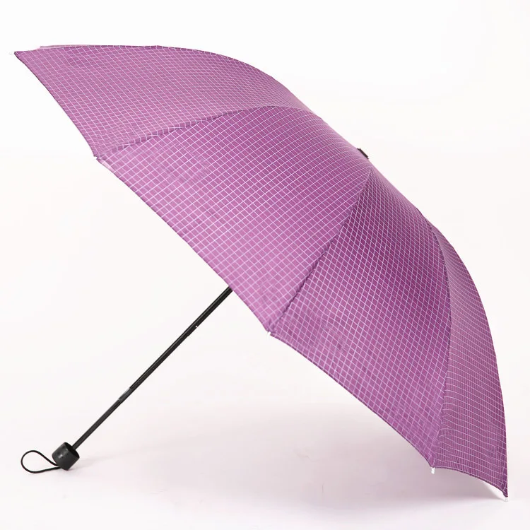 

Gift Advertising Umbrella Customizable Logo shang wu san Fine Grid Three-fold Umbrella 10 Bone All-Weather Umbrella