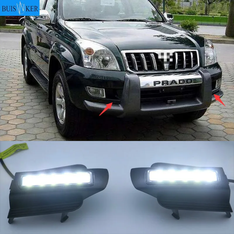 2 шт. светодиодный ные ДХО для Toyota Land Cruiser Prado 120 GRJ120 TRJ120 FJ120 LC120 2002 ~ 2010 дневные