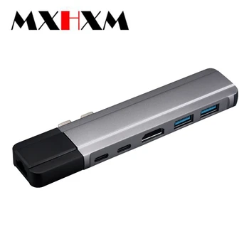 

New Double Type-c to HDMI Gigabit Port Converter 7-in-1 For MacBook Charging Video Hub Converter