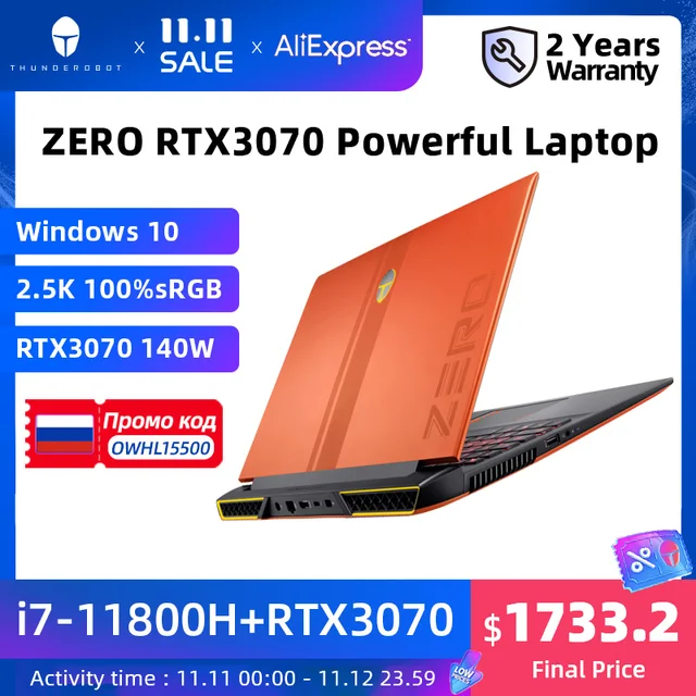 ZERO RTX3070 i7-11800H Gaming Laptop 165Hz 16'' inch 2.5K 16:10 WiFi6 Windows 10 pro Notebook Computer Laptops 2 Years Warranty 1