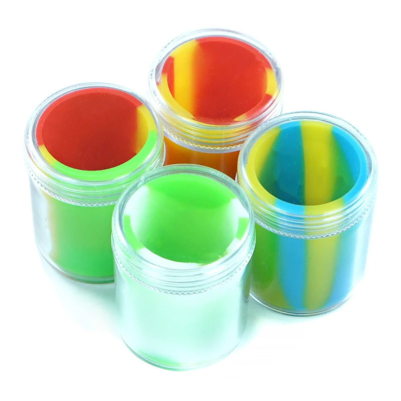 

5pcs 35ml Non Stick silicone jar Silicone oil Container Slick oil Dab Wax Jar with plastic Transparent Case