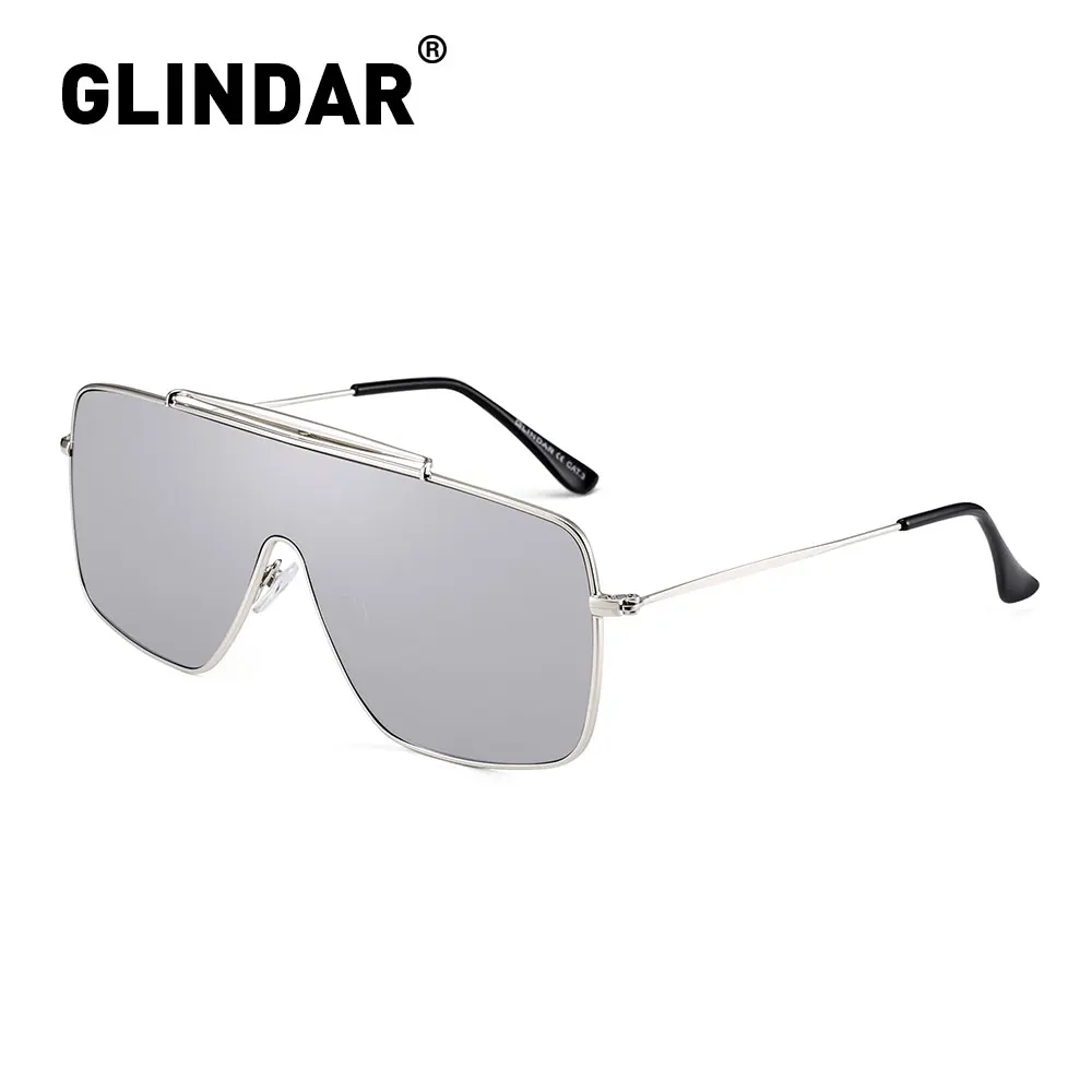 Квадратные Солнцезащитные очки больших размеров для женщин и мужчин, роскошные брендовые модные очки с плоским верхом, зеркальные очки, UV400 - Цвет линз: c2 silver white